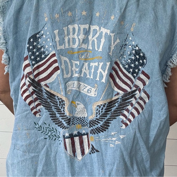 Black Canyon 2XL Liberty or Death 1776 Chambre Button Down Sleeveless America - Picture 4 of 8